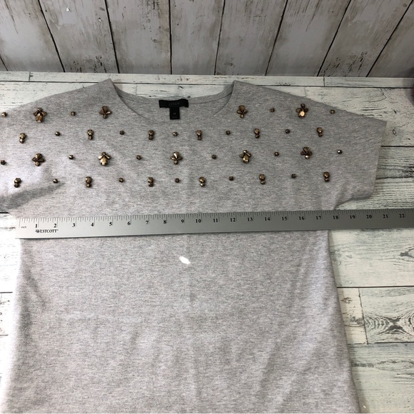 J Crew Black Label Jeweled Dolman Top Gray Extra Small - Picture 7 of 7